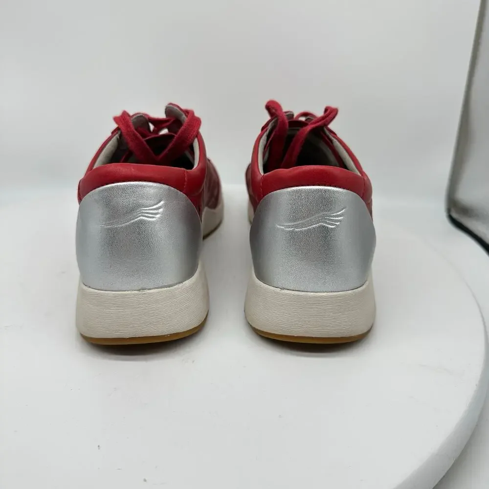 Dansko Charlie Red Leather Low Cut Fashion Sneaker Womens Size EU41 US 10